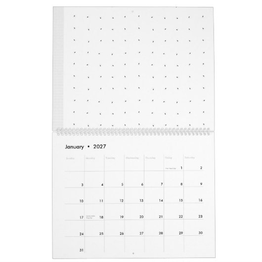 Calendrier Un ensemble complexe de design floral noir et blan (Jan 2027)