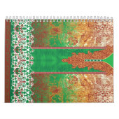 Calendrier Un foulard indien joliment conçu en vert et o (Protection)