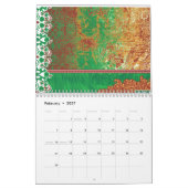 Calendrier Un foulard indien joliment conçu en vert et o (Feb 2027)