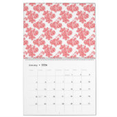 Calendrier un motif à fleurs rouge et blanc sur fond blanc (Jan 2026)