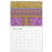 Calendrier un motif de point de croix avec un ba pourpre et j (Feb 2026)