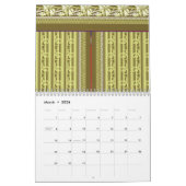 Calendrier un motif de point de croix d'un vase avec fleurs (Mar 2026)