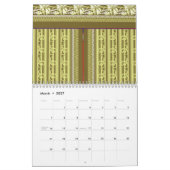 Calendrier un motif de point de croix d'un vase avec fleurs (Mar 2027)