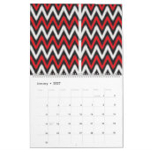 Calendrier un motif en zigzag rouge et noir sur fond blanc (Jan 2027)
