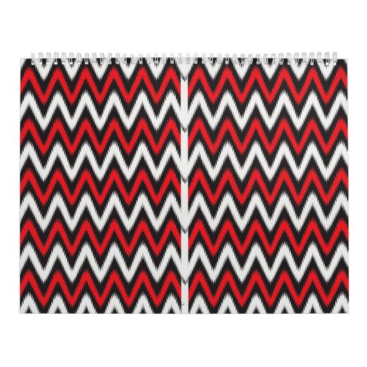Calendrier un motif en zigzag rouge et noir sur fond blanc (Protection)