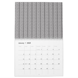 Calendrier Un motif géométrique blanc et gris remplit l'image