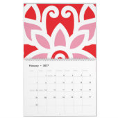 Calendrier un motif rouge et blanc avec une fleur (Feb 2027)