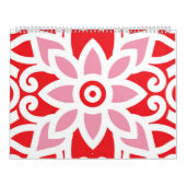 Calendrier un motif rouge et blanc avec une fleur (Protection)