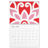 Calendrier un motif rouge et blanc avec une fleur (Mar 2027)