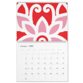 Calendrier un motif rouge et blanc avec une fleur (Jan 2027)