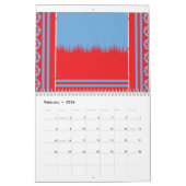 Calendrier Un motif saisissant de rouge et bleu, cadre élégan (Feb 2026)