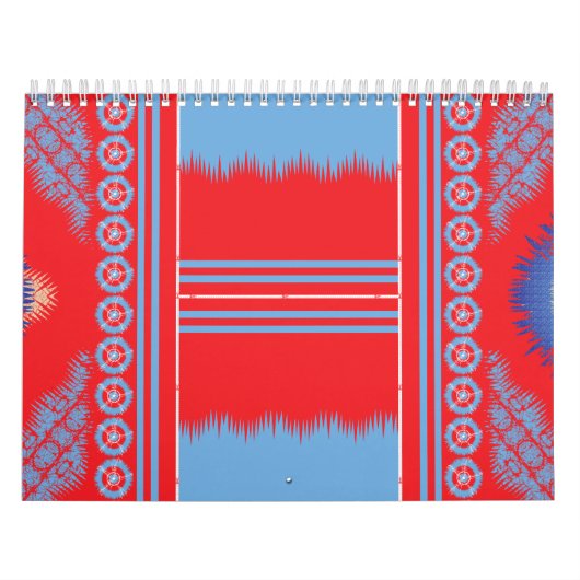 Calendrier Un motif saisissant de rouge et bleu, cadre élégan (Protection)