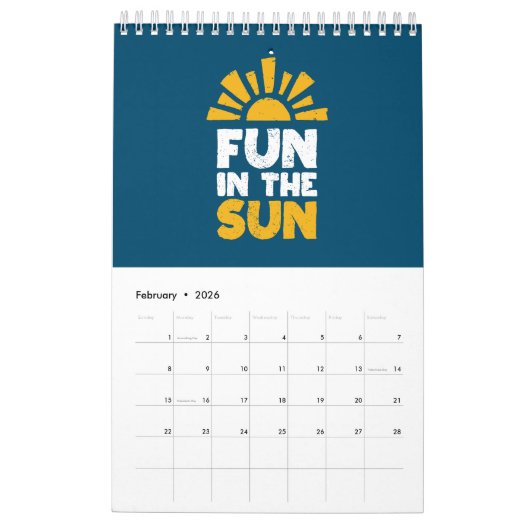 Calendrier Un signe qui dit plaisir sur le soleil (Feb 2026)