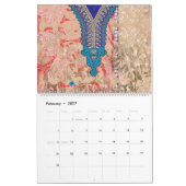 Calendrier un tableau d'écharpe bleu et beige (Feb 2027)