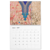Calendrier un tableau d'écharpe bleu et beige (Mar 2027)