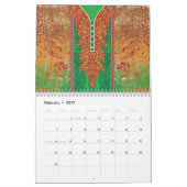 Calendrier un tableau d'un champ vert avec une bordure orange (Feb 2027)