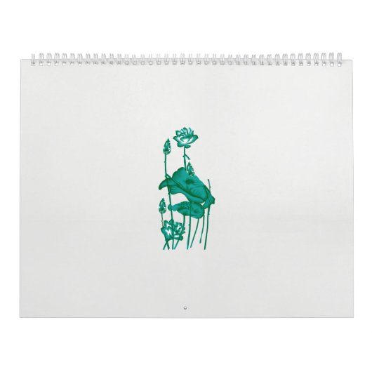 Calendrier un tableau d'une fleur et d'un poisson sur un doss (Protection)