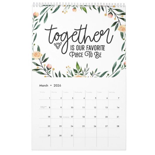 Calendrier Une année d'inspiration familiale (Mar 2026)