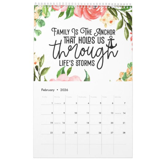 Calendrier Une année d'inspiration familiale (Feb 2026)