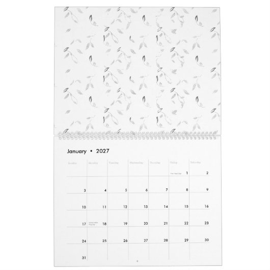 Calendrier Une disposition visuellement attrayante de blanc e (Jan 2027)