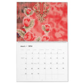 Calendrier une écharpe rouge avec des fleurs dessus (Mar 2026)