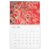 Calendrier une écharpe rouge avec des fleurs dessus (Jan 2027)