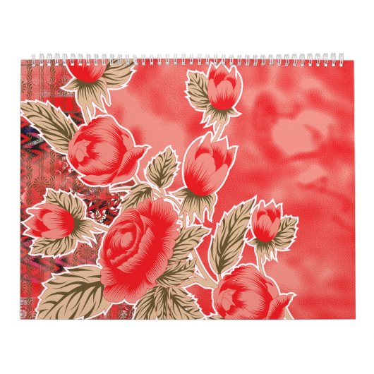 Calendrier une écharpe rouge avec des fleurs dessus (Protection)