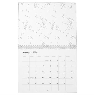 Calendrier Une esquisse minimaliste d'art en ligne blanche re