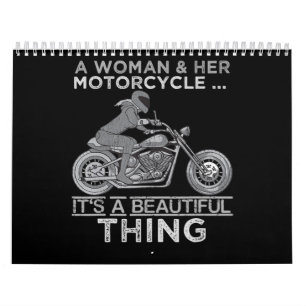 Calendrier Une Femme Et Son Cadeau D'Art À Moto Pour Les Vé