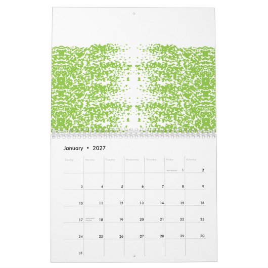 Calendrier Une femme portant un pull gris et des lunettes est (Jan 2027)