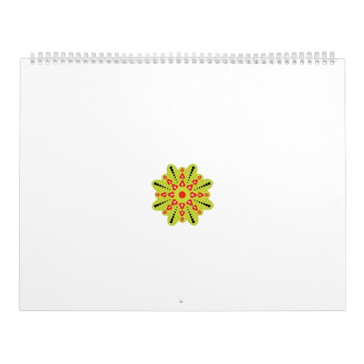 Calendrier une fleur verte et rouge aux points noirs (Protection)