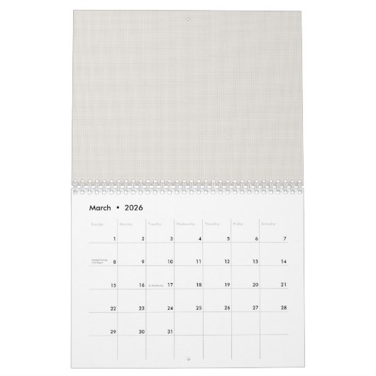 Calendrier Une forme blanche optimisée dans le design, mettan (Mar 2026)
