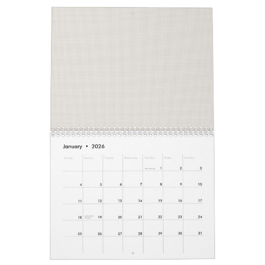 Calendrier Une forme blanche optimisée dans le design, mettan (Jan 2026)