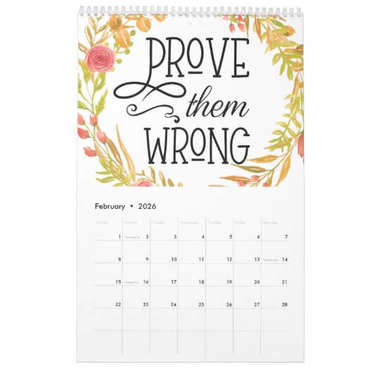 Calendrier Une pensée positive uniquement (Feb 2026)