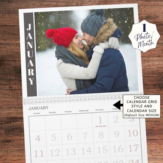 Calendrier Une photo par mois et un collage sur la couverture