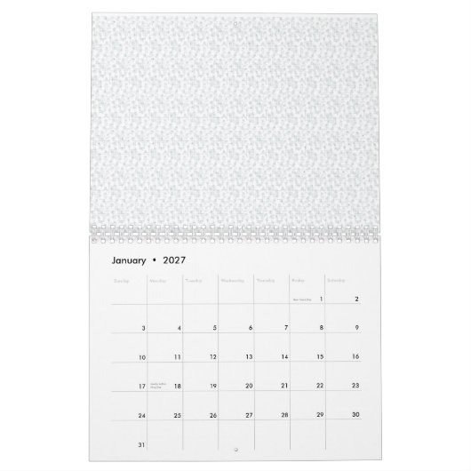 Calendrier Une surface entièrement blanche et sans fonctionna (Jan 2027)