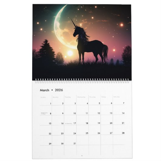 Calendrier Unicorn Dreams enchanté (Mar 2026)
