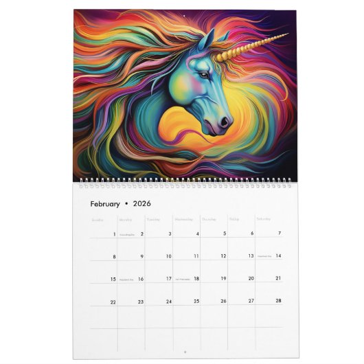 Calendrier Unicorn Dreams enchanté (Feb 2026)