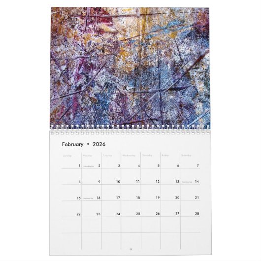 Calendrier Unique Abstrait Art Calendar 2023 Arrière - plan (Feb 2026)