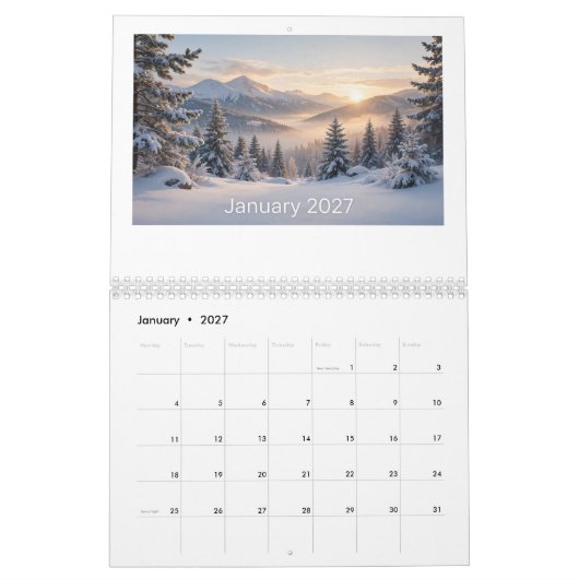calendrier unique et mignon 2027 (Jan 2027)