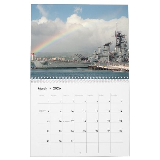 Calendrier USS Missouri (Mar 2026)