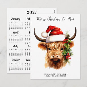 Calendrier Vache des Highlands 2027 Carte de Noël