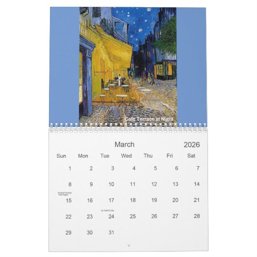 Calendrier Van Gogh (Mar 2026)