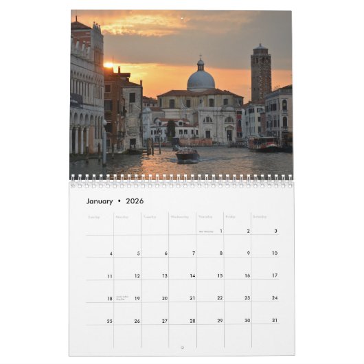 Calendrier Venise Italie 2026 (Jan 2026)