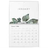 Calendrier Vert moderne & Gold Tropical (Jan 2026)