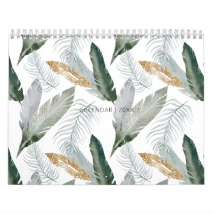 Calendrier Vert moderne & Gold Tropical
