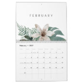 Calendrier Vert moderne & Gold Tropical (Feb 2027)