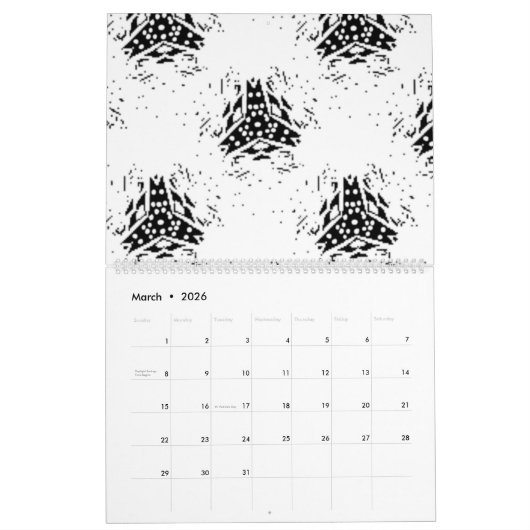 Calendrier Vertical, Charbon, Dune (Mar 2026)