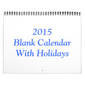 Calendrier Vide 2015 Avec Vacances (Protection)