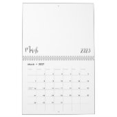 Calendrier vide 2023 avec texte (Mar 2027)